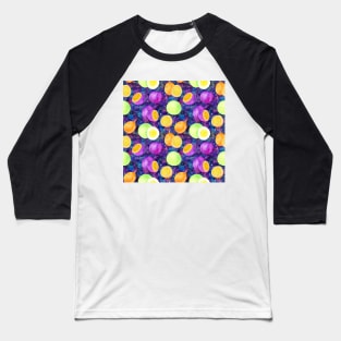 Bright watercolor tropical fruit pattern, passion fruit on the galaxy background Baseball T-Shirt